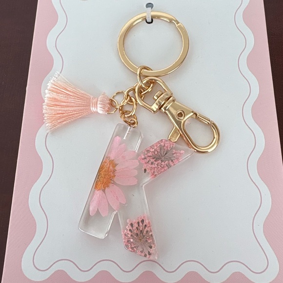 Francesca's Collections Accessories - Francesca's Collections Pink Floral Key Charm Letter K